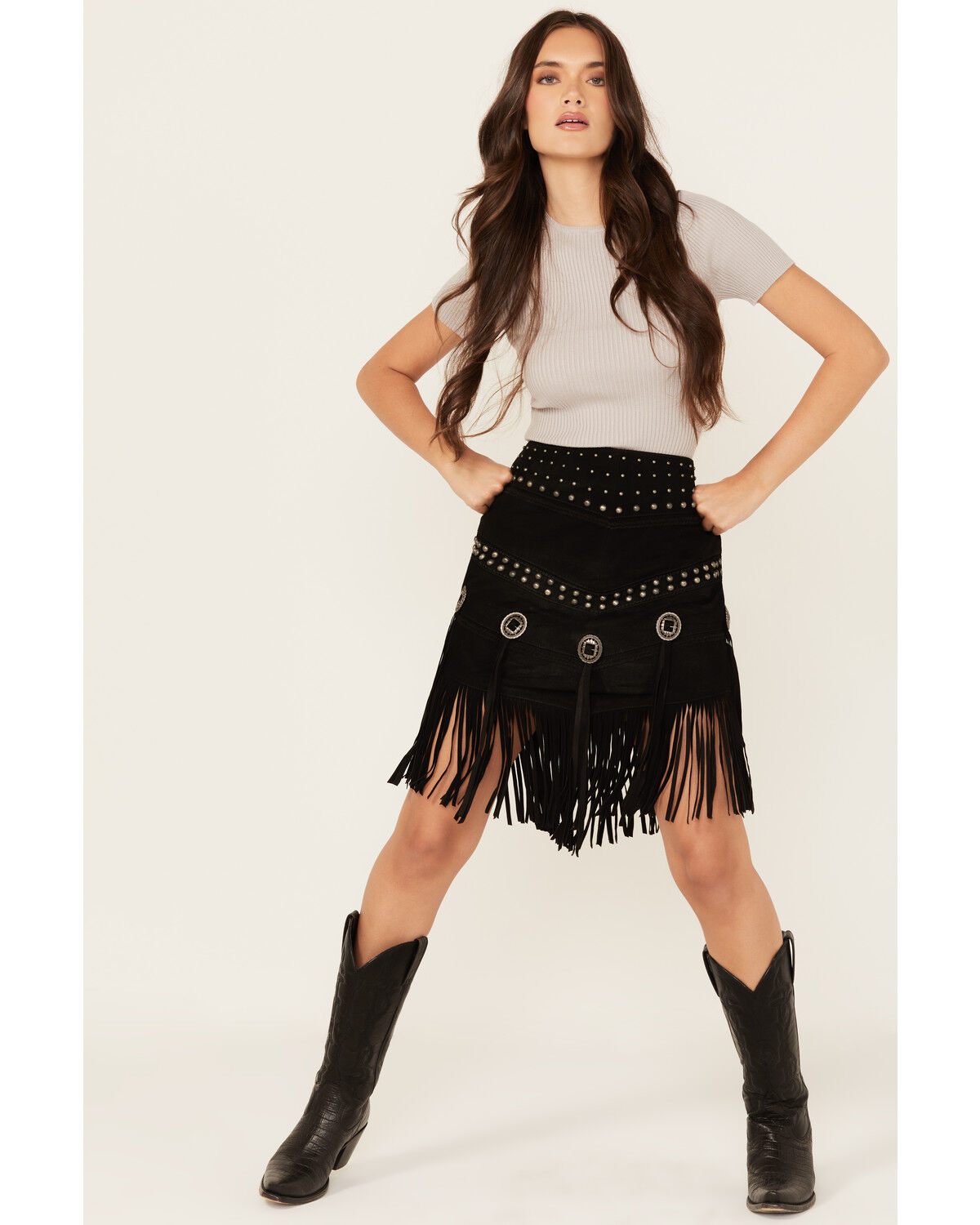 Black fringe skirt boot barn clearance