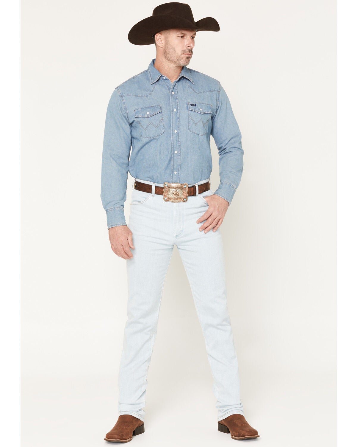 Men's Wrangler 936 Toughlite Light Wash Cowboy Cut Slim Straight Stret