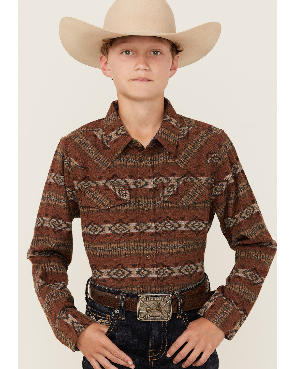 Boys' Cody James Resource Southwestern Print Long Sleeve Snap Flannel