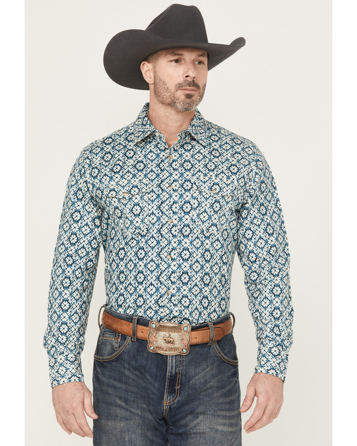 Men's Wrangler Retro Medallion Long Sleeve Snap Western Shirt