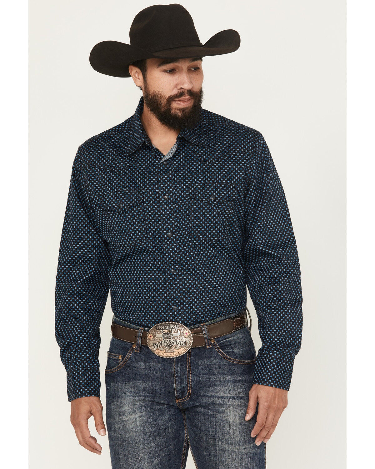 Men's Wrangler Retro Geo Print Long Sleeve Snap Western Shirt