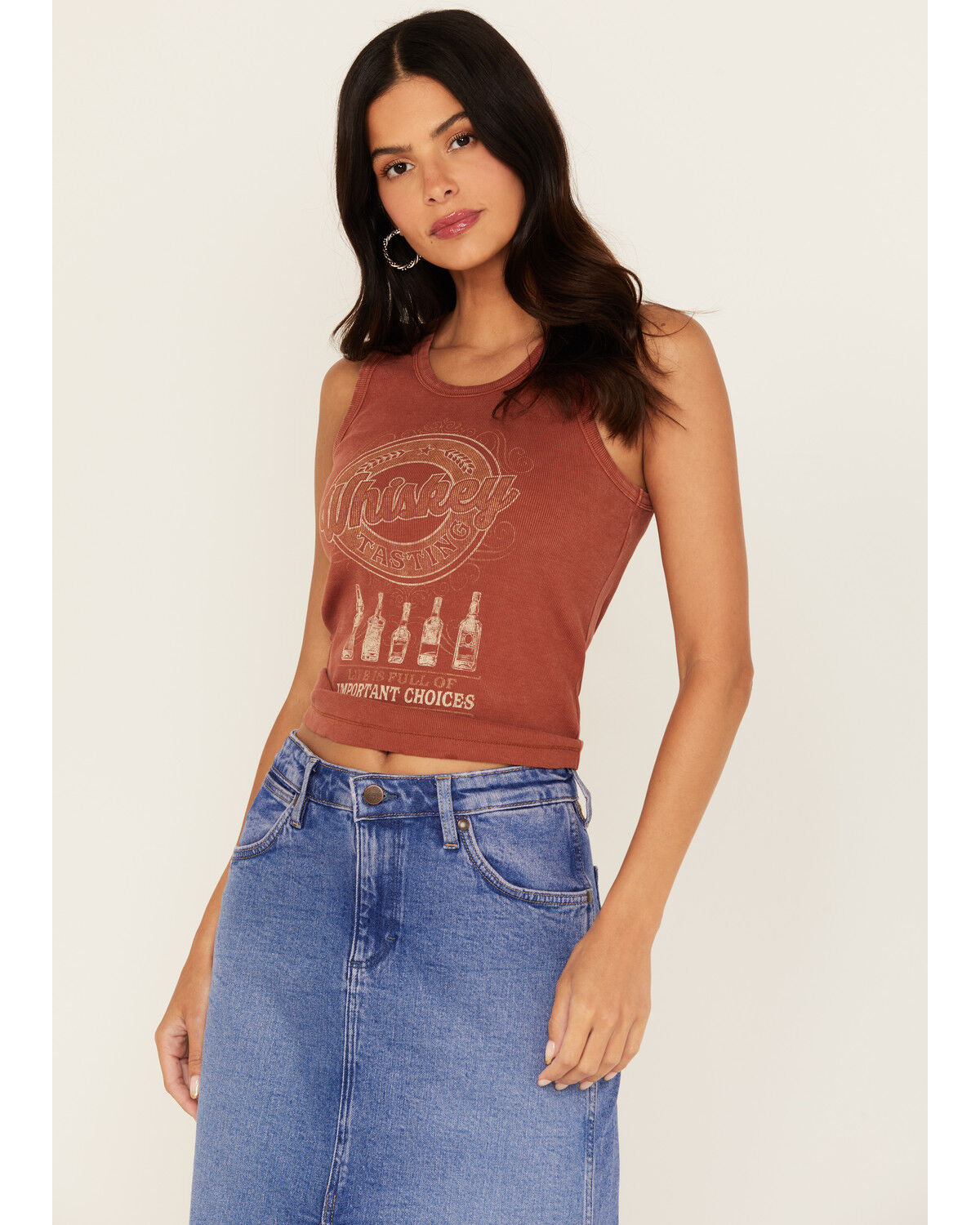 Women's Cleo + Wolf Whiskey Ribbed Graphic Tank Top