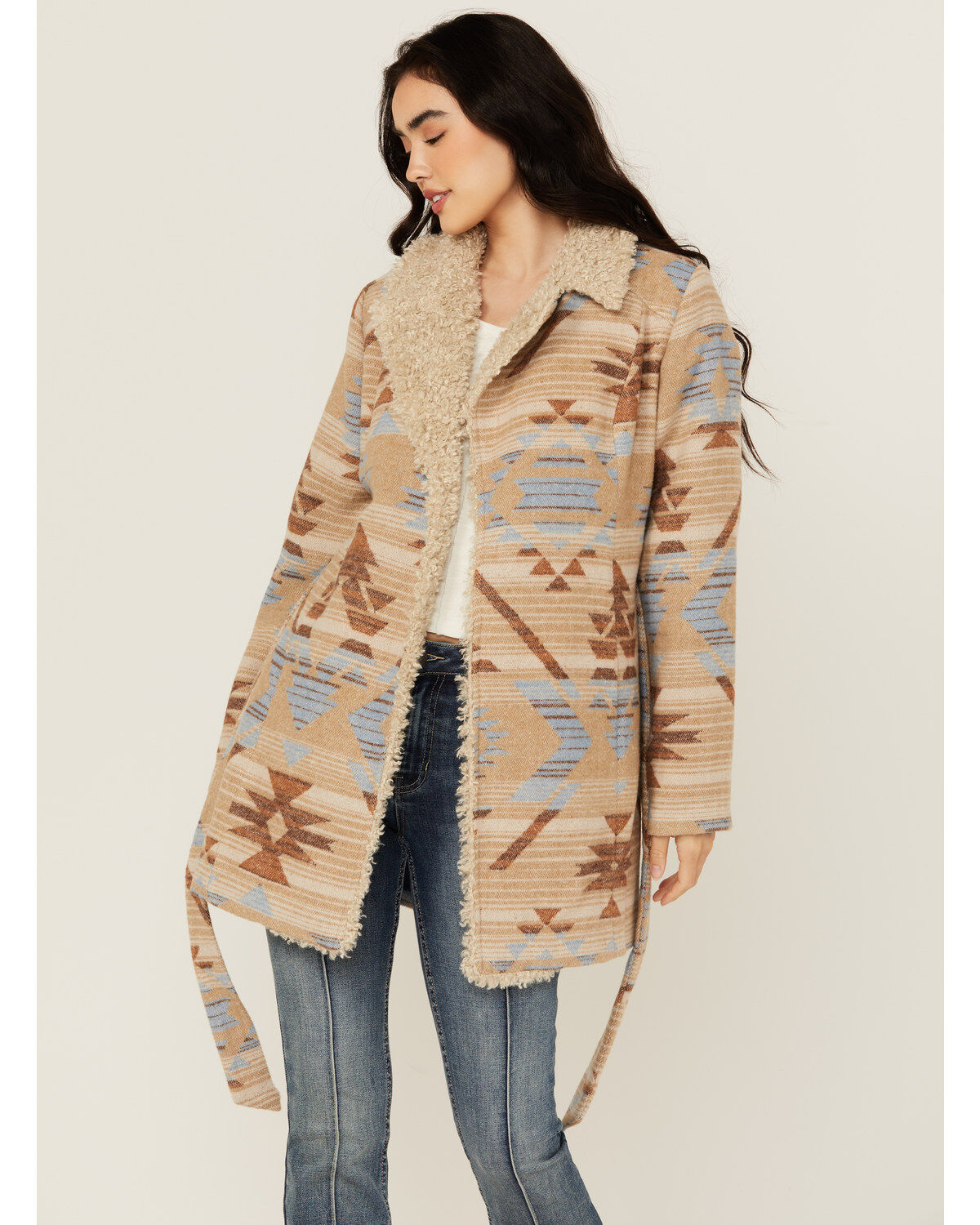 Women's Idyllwind Lynn Southwestern Print Fur Collar Shacket