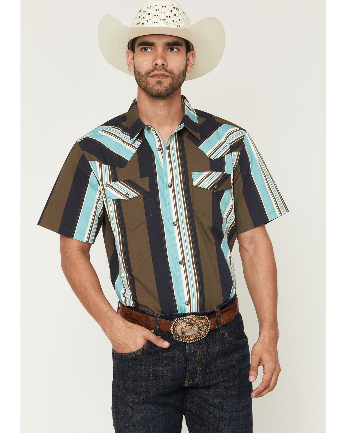 Men's Gibson Trading Co Retro Stripes Short Sleeve Snap Western Shirt