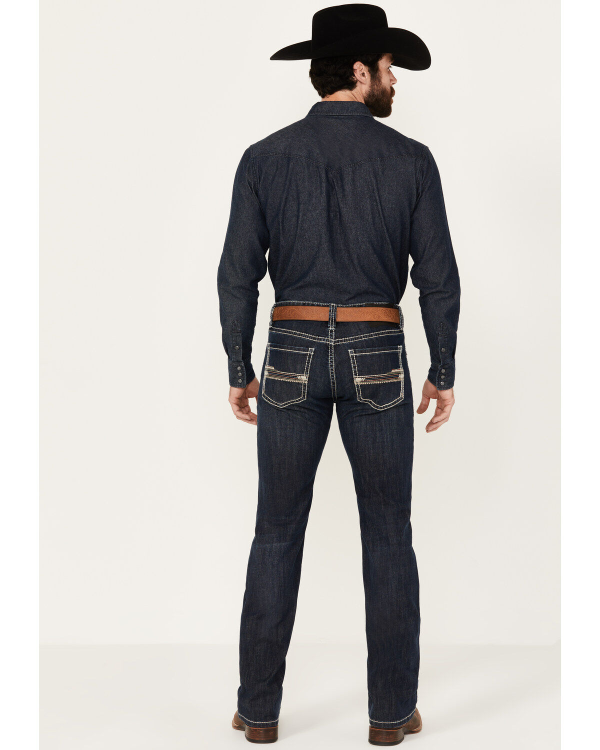 Men's Rock & Roll Denim Revolver Dark Vintage Wash Slim Straight Refle