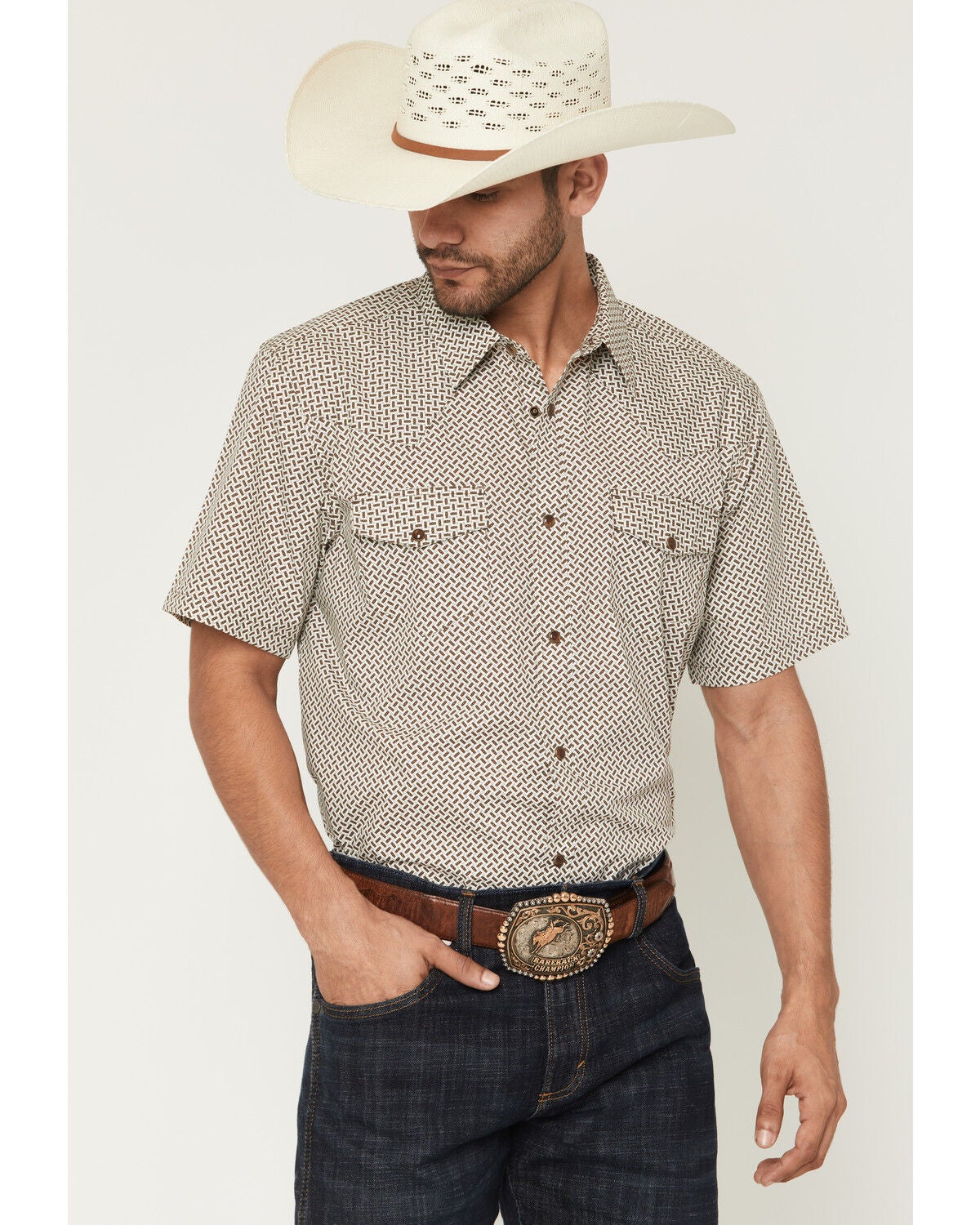 Men's Gibson Trading Co Sedona Tile Geo Print Short Sleeve Snap Wester