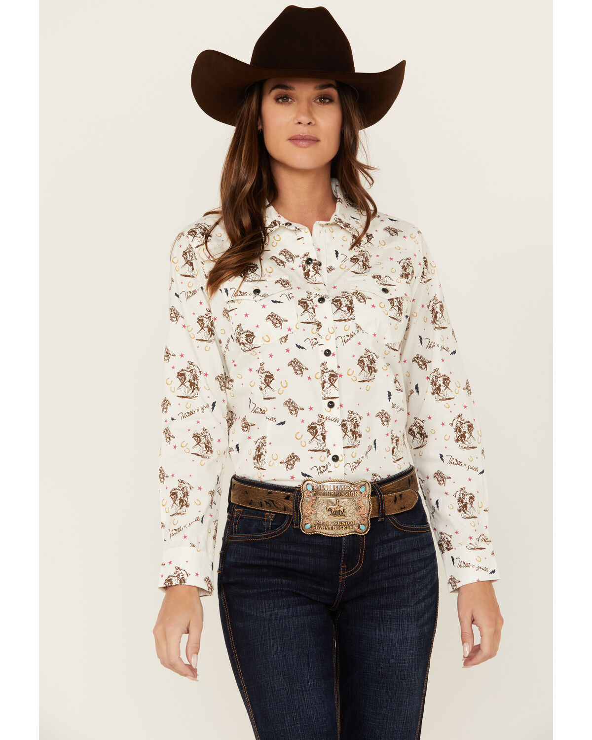 Women's Ariat Horse Print Long Sleeve Snap Western Shirt