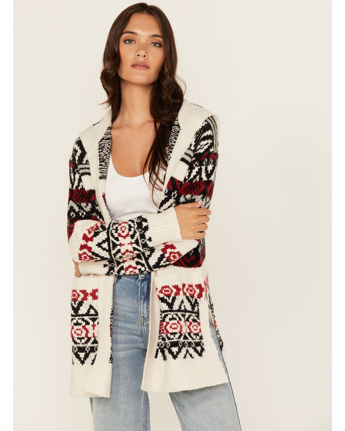 Women's Cleo + Wolf Carmen Southwestern Print Hooded Cardigan