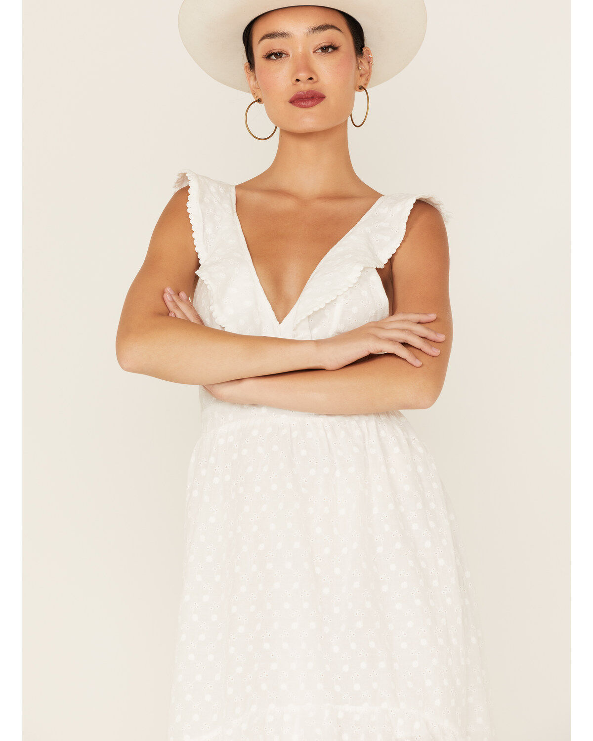 Women's Molly Bracken Ruffle Trim Cross Back High-Low Dress
