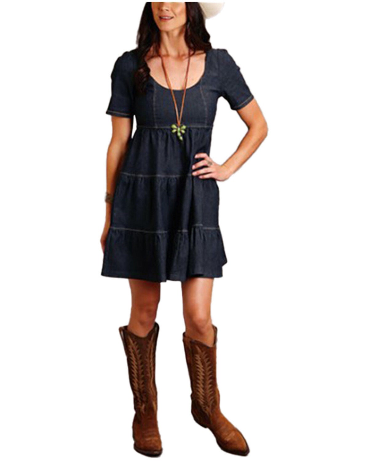 Women's Stetson Dark Wash Short Sleeve Denim Mini Dress