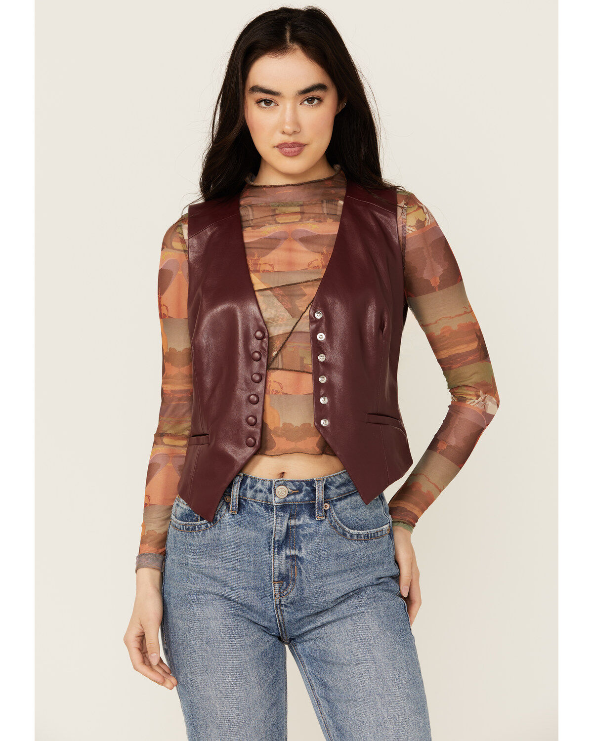 Women's Revel Solid Faux Leather Vest