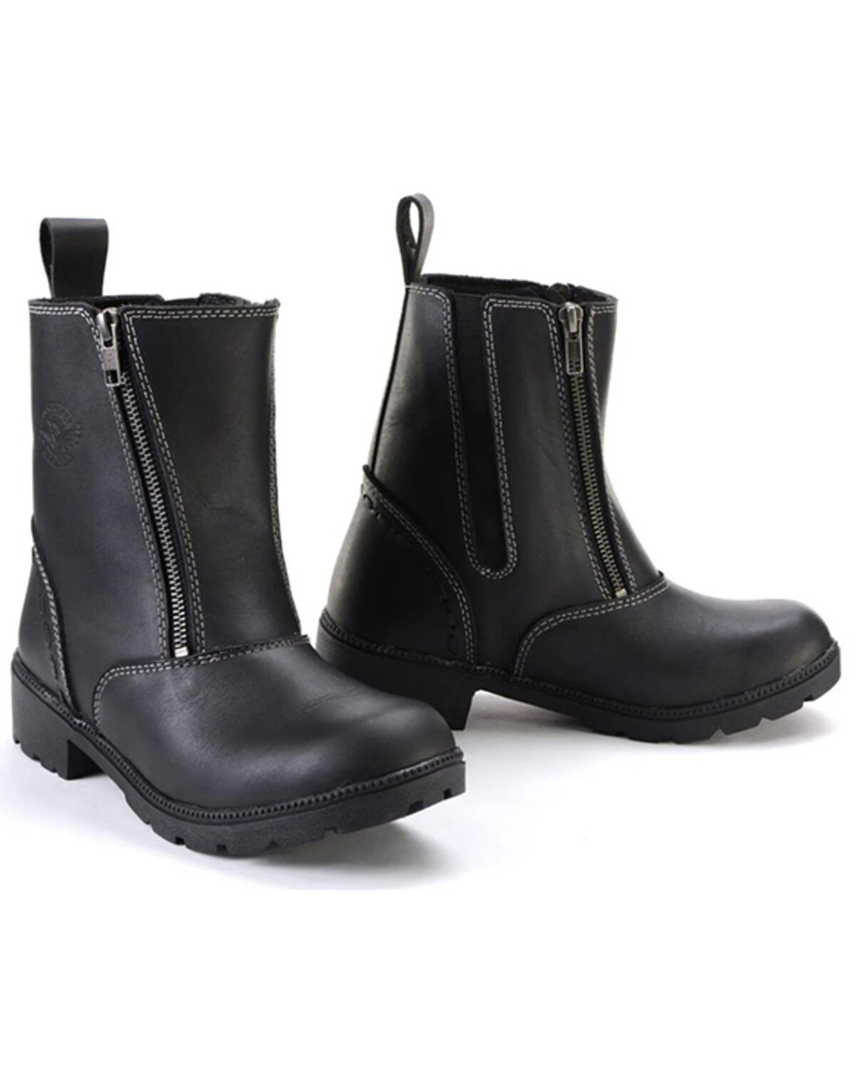 Women's Milwaukee Leather Dual Zipper Motorcycle Boots - Round Toe