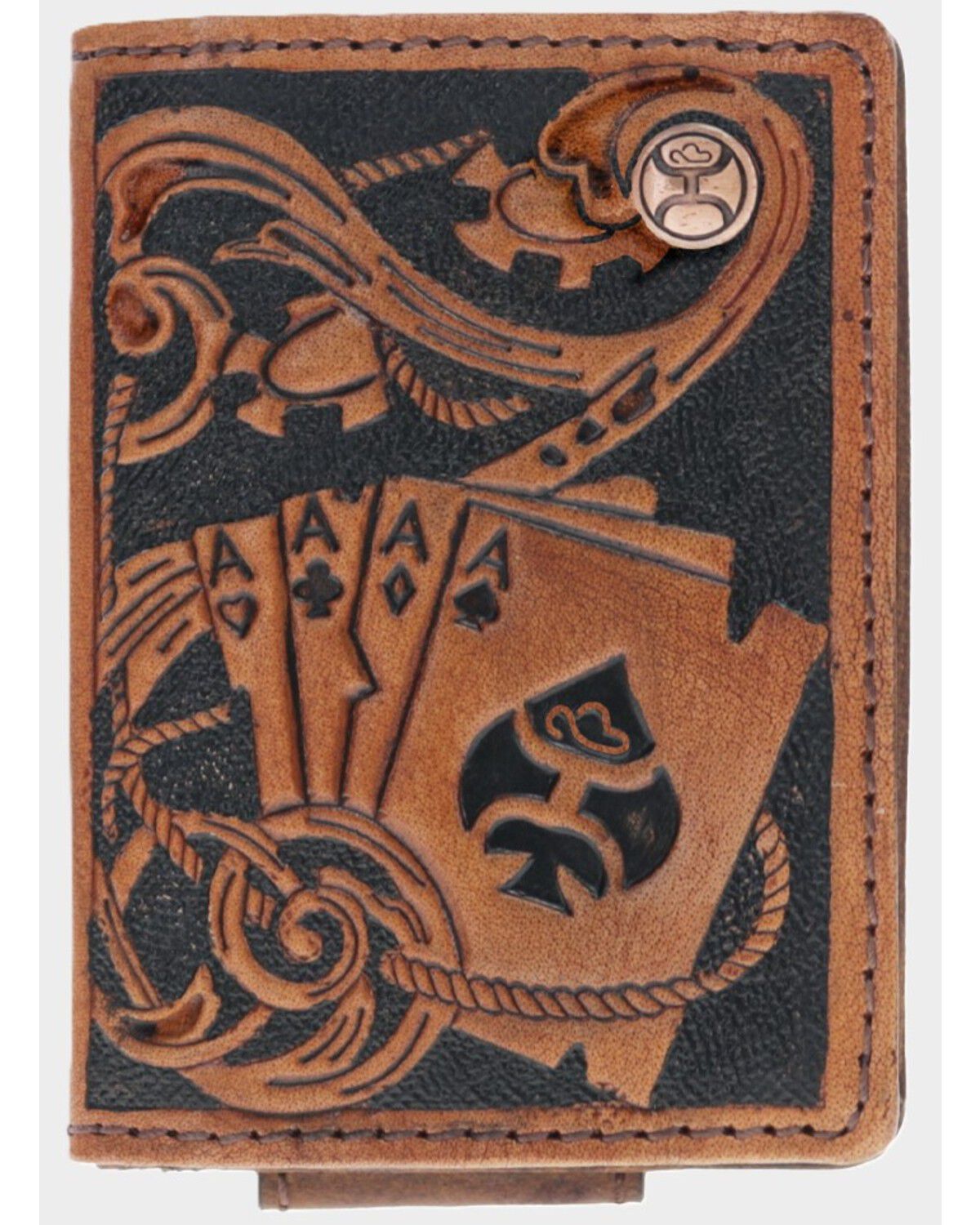 Men's Hooey Gambler Playing Card Embossed Bifold Money Clip