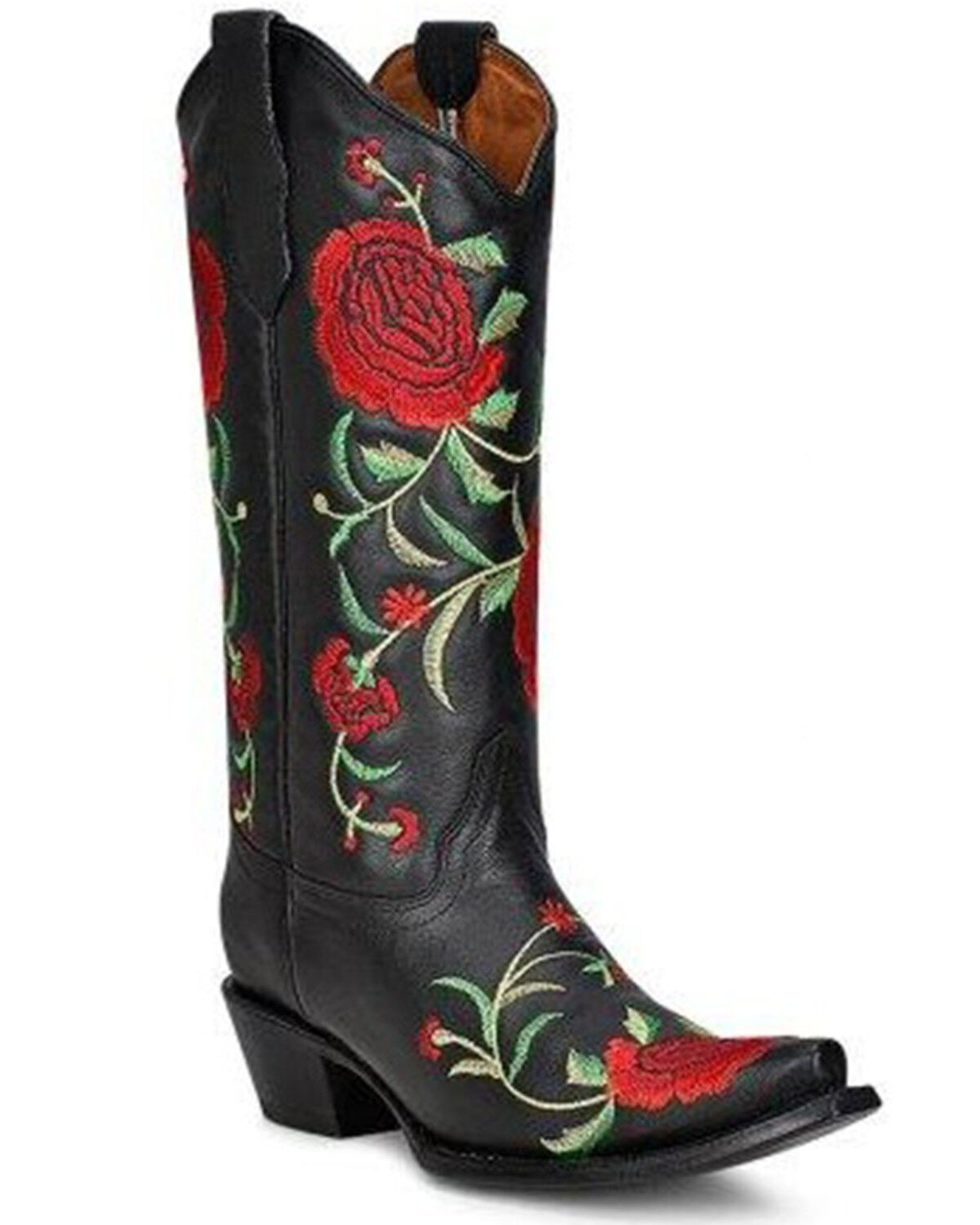 Women's Circle G Flowered Embroidery Western Tall Boots - Snip Toe