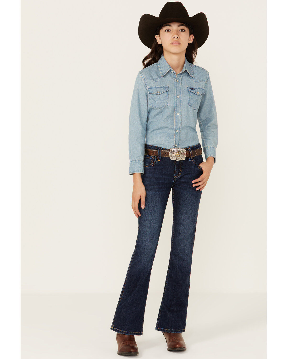 Girls' Shyanne Dark Wash Stretch Bootcut Riding Jeans