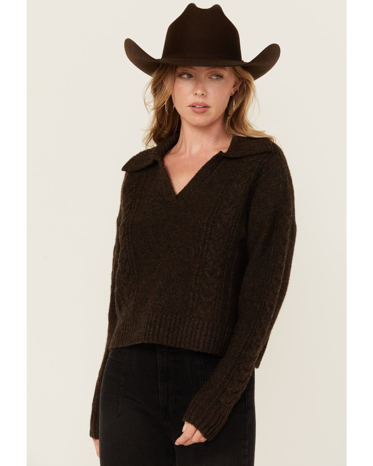Women's Cleo + Wolf Solid Cable Knit Sweater