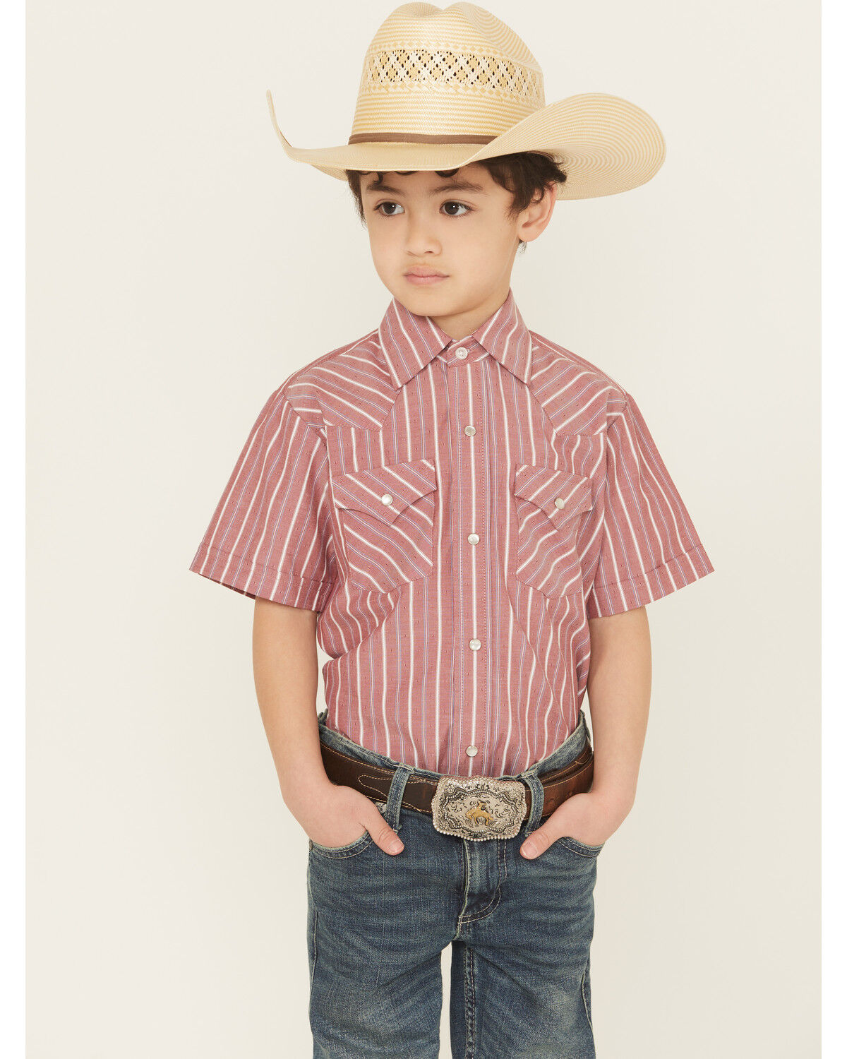 Boys' Ely Walker Striped Short Sleeve Snap Western Shirt