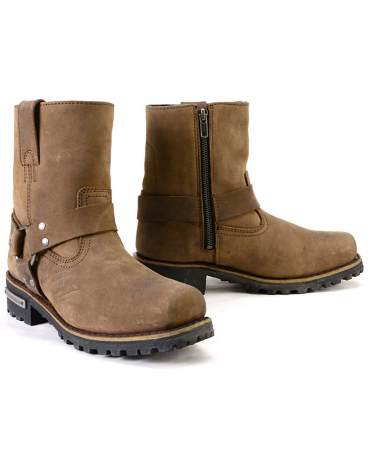 Women's Milwaukee Leather 7" Harness Motorcycle Boots - Square Toe