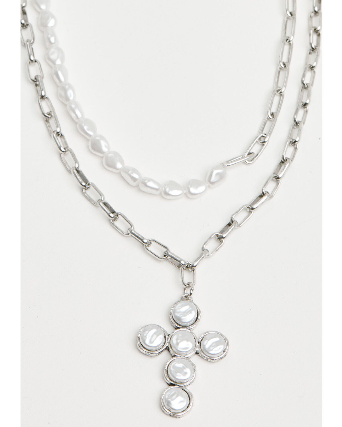 Women's Shyanne Pearl Cross Layered Necklace