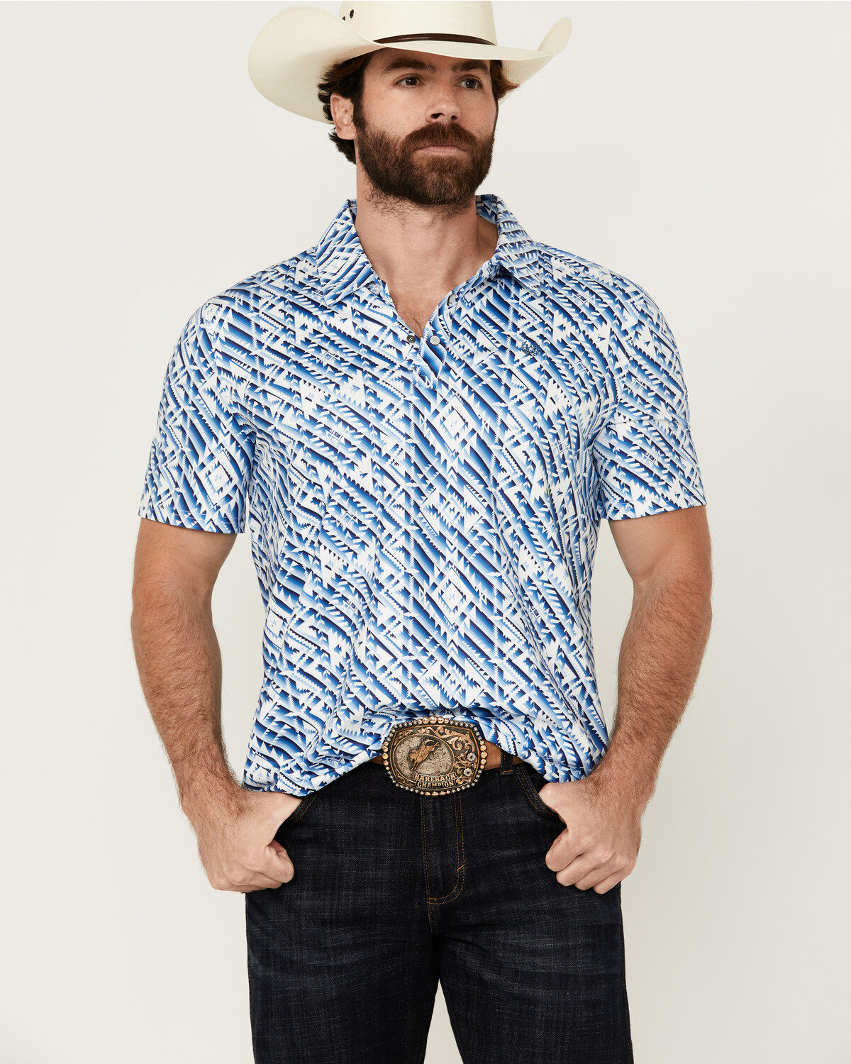 Men's Panhandle Southwestern Print Short Sleeve Performance Polo Shirt