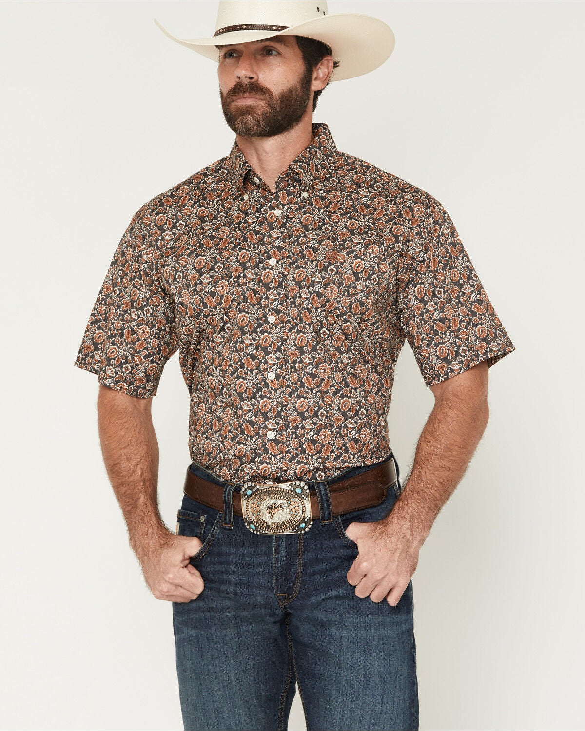 Men's Cinch Boot Barn Exclusive Floral Print Short Sleeve Button-Down