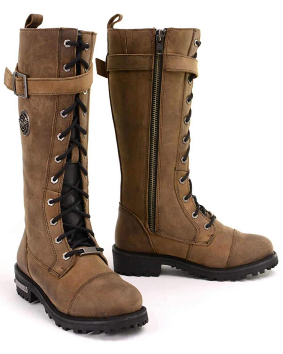 Women's Milwaukee Leather Tall Motorcycle Boots - Round Toe
