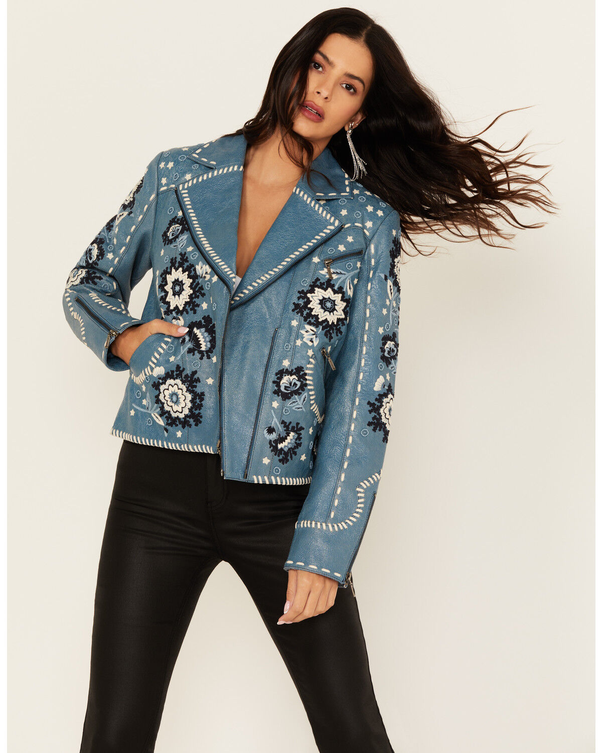 Women's Double D Ranch Floral Leather Jacket
