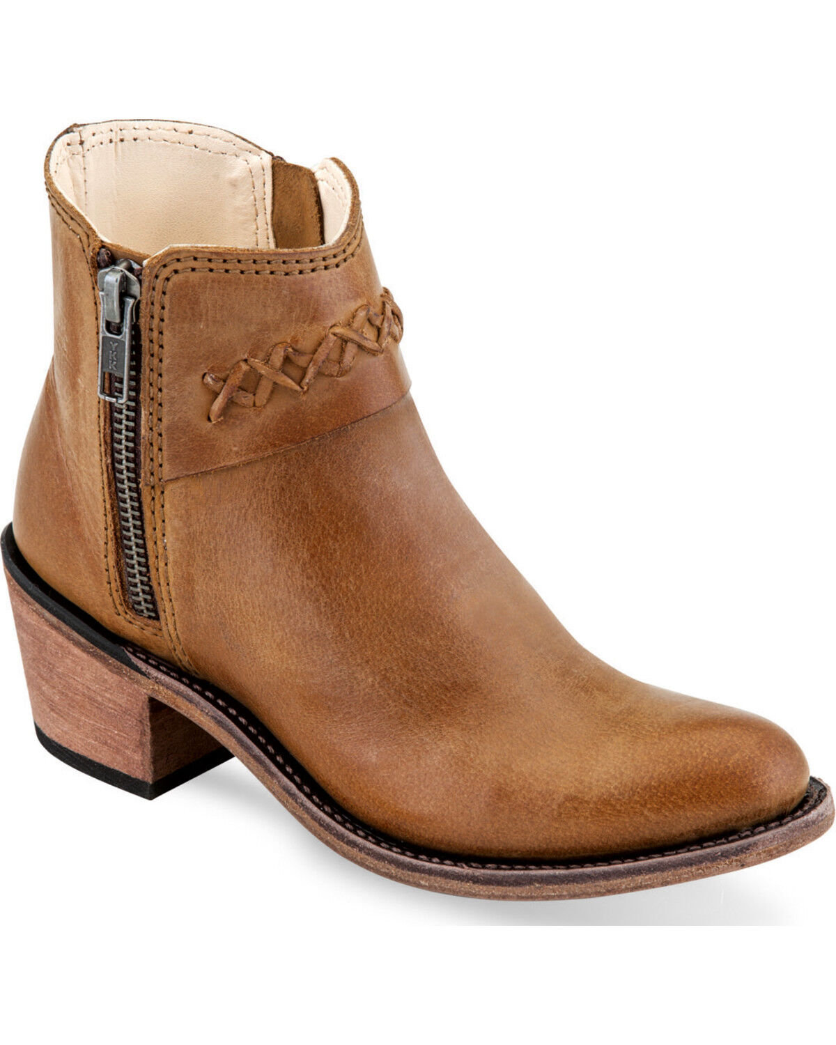 Girls' Old West Braided Stitch Short Boots - Round Toe