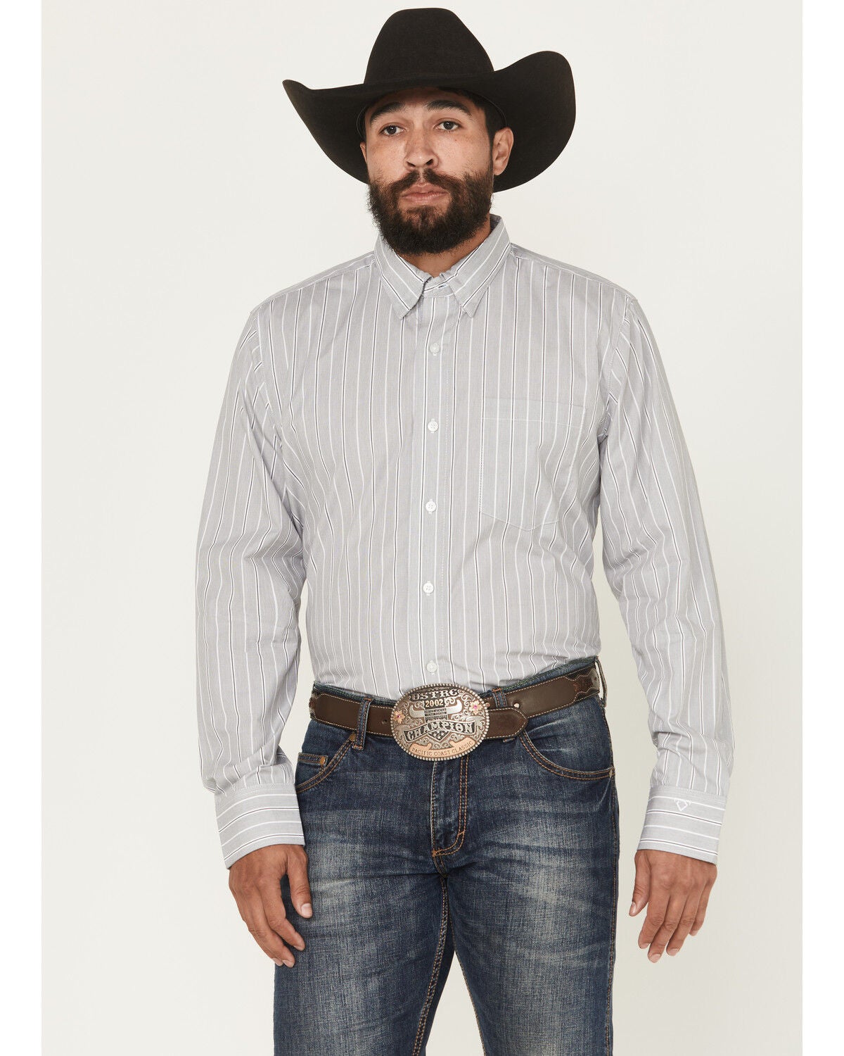 Men's Wrangler X Cody Johnson Striped Long Sleeve Button-Down Western