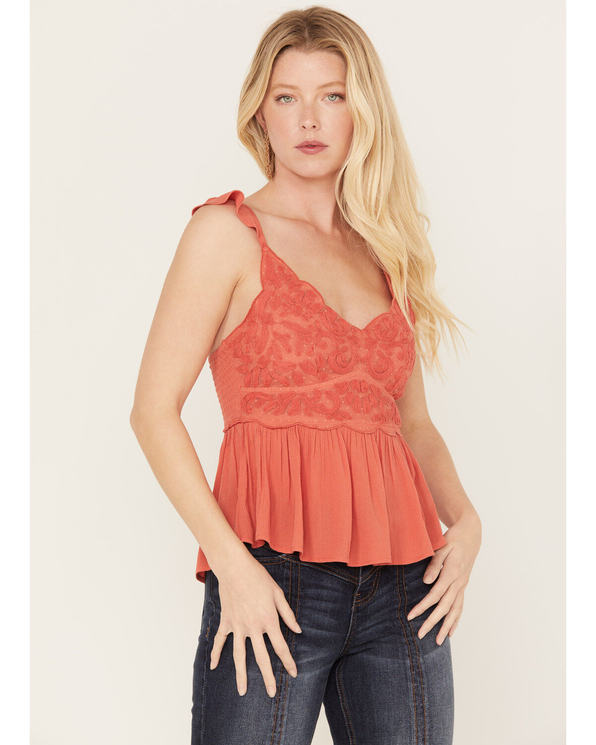 Women's Shyanne Floral Fluttered Tank Top