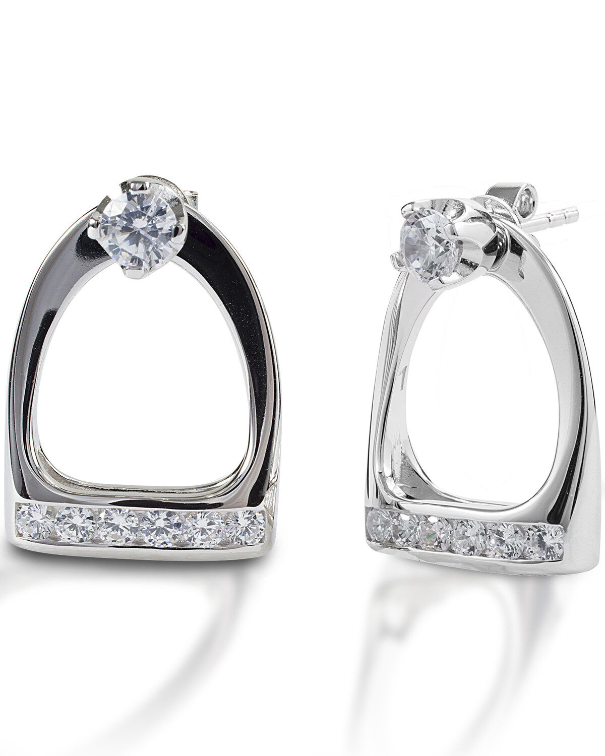 Women's Kelly Herd Studded Large English Stirrup Jacket Earrings