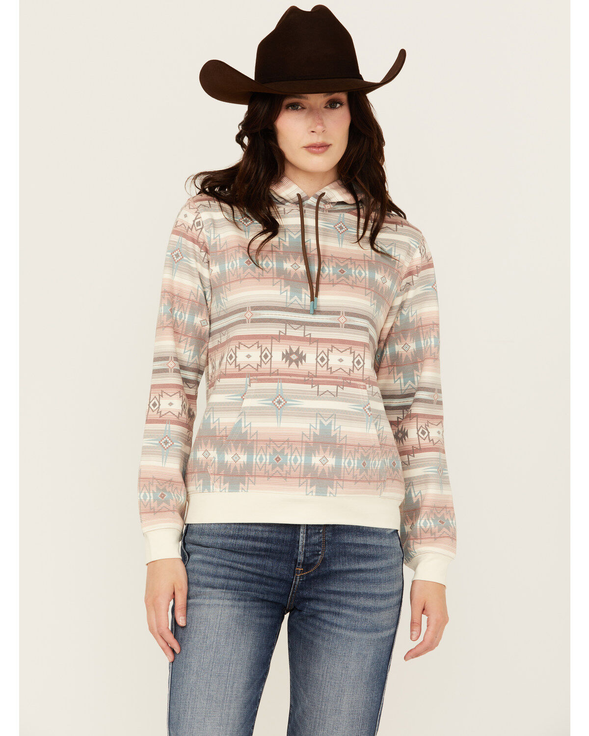 Women's Shyanne Southwestern Striped Print Fleece Hoodie