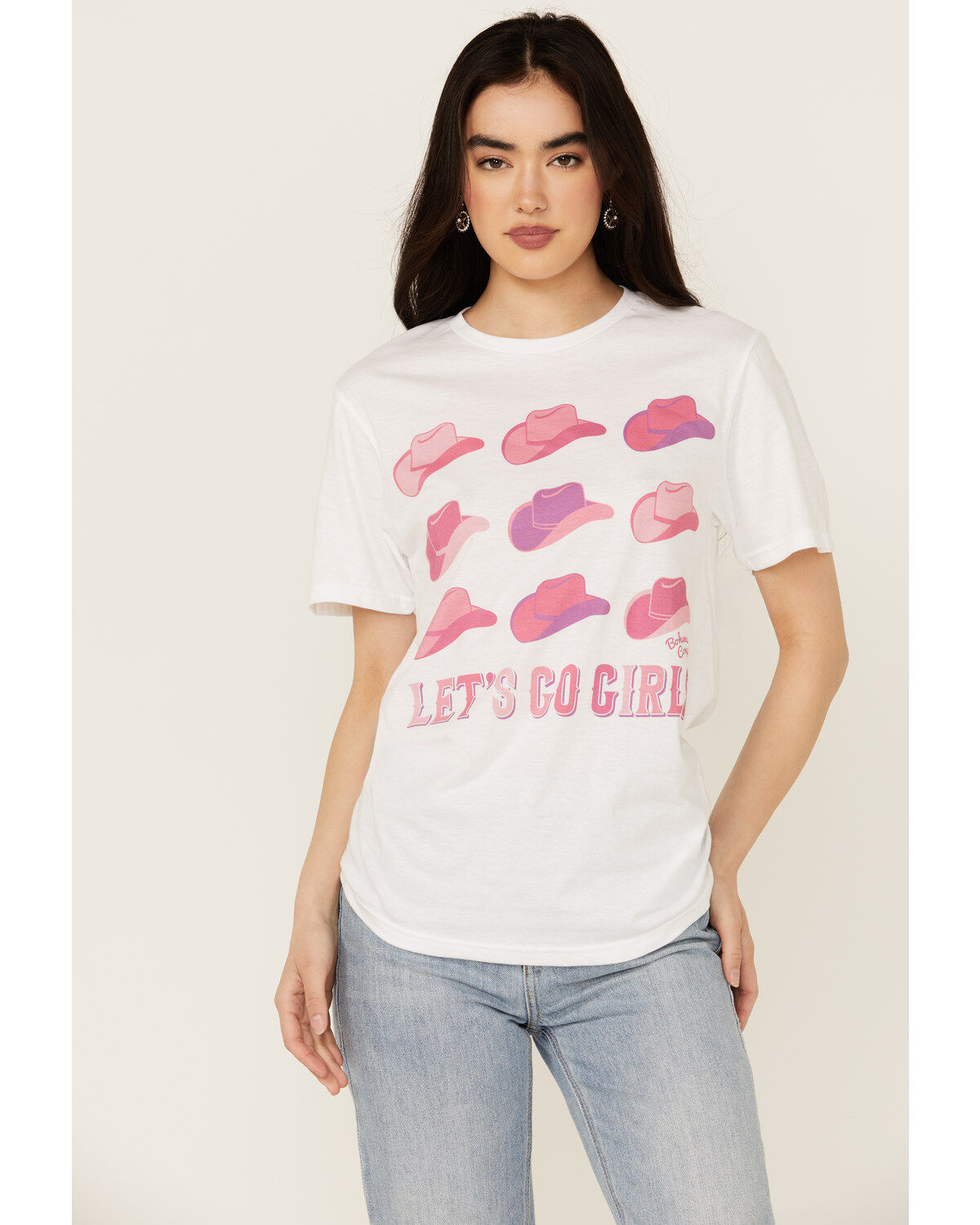 Women's Bohemian Cowgirl Let's Go Girls Short Sleeve Cropped Graphic T