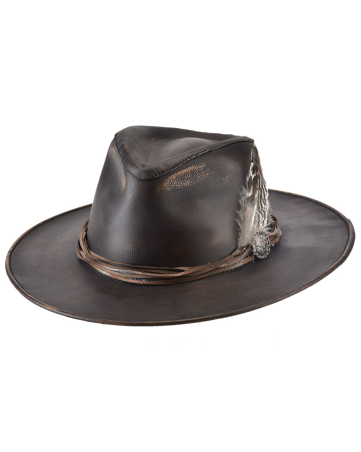 Bullhide Chocolate Distressed One-Off Leather Western Outback Hat