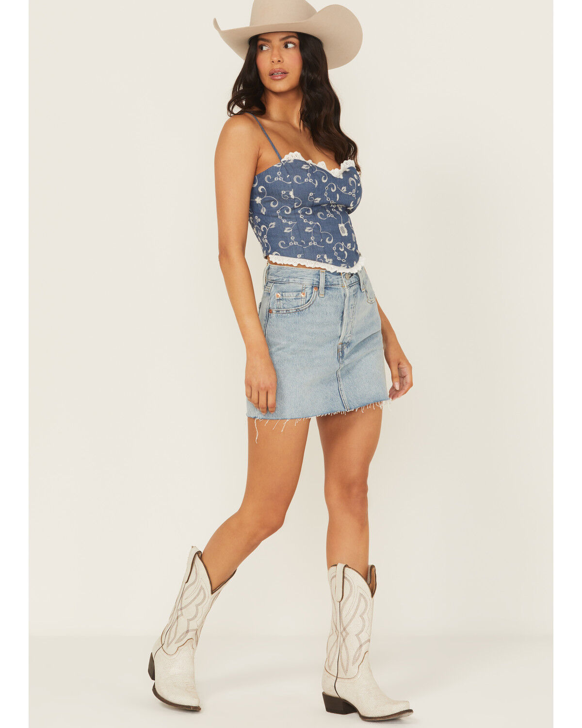 Women's Levi's Icon Light Wash Raw Hem Denim Mini Skirt