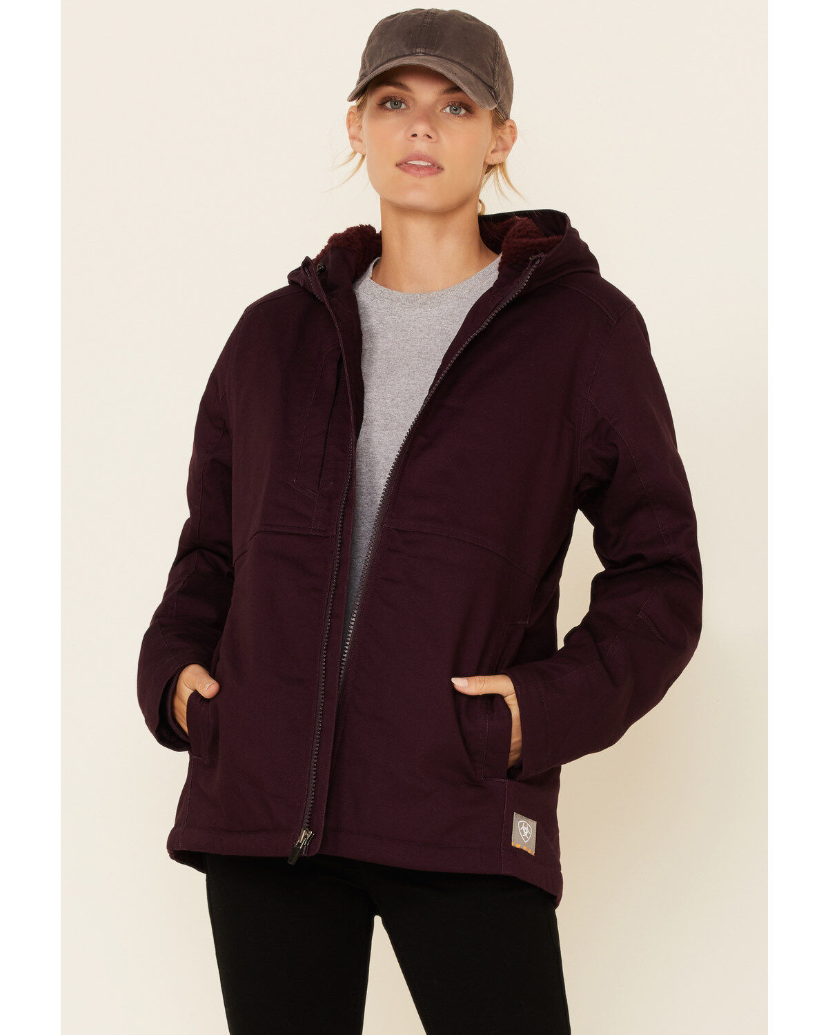 Women's Ariat Plum Perfect Rebar Duracanvas Insulated Zip-Front Work J