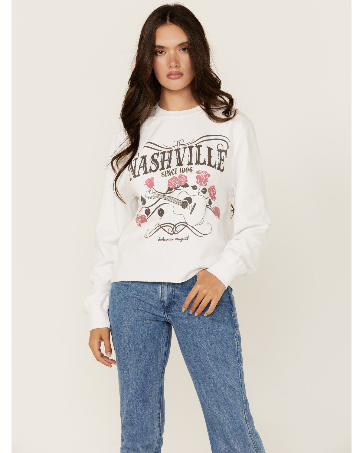 Women's Bohemia Cowgirl Nashville Short Sleeve Cropped Graphic Tee