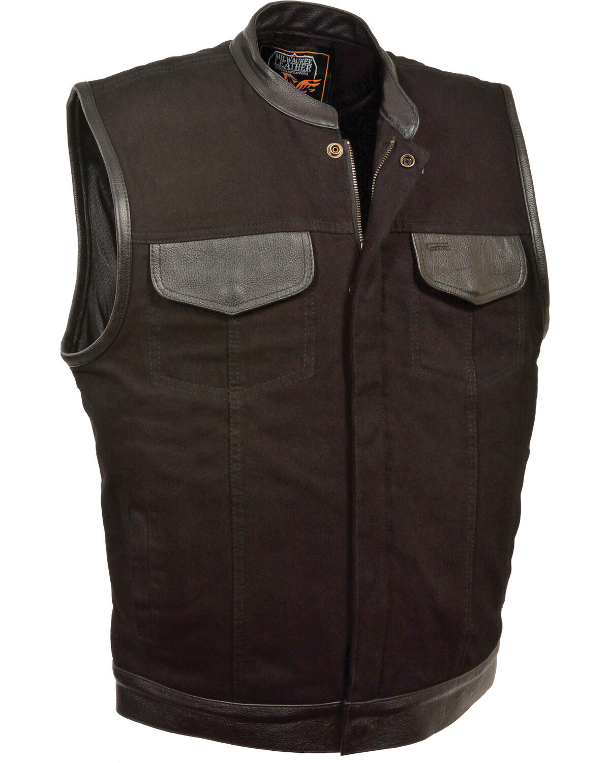 Men's Milwaukee Leather Denim Leather Trim Club Style Vest - Big 4X