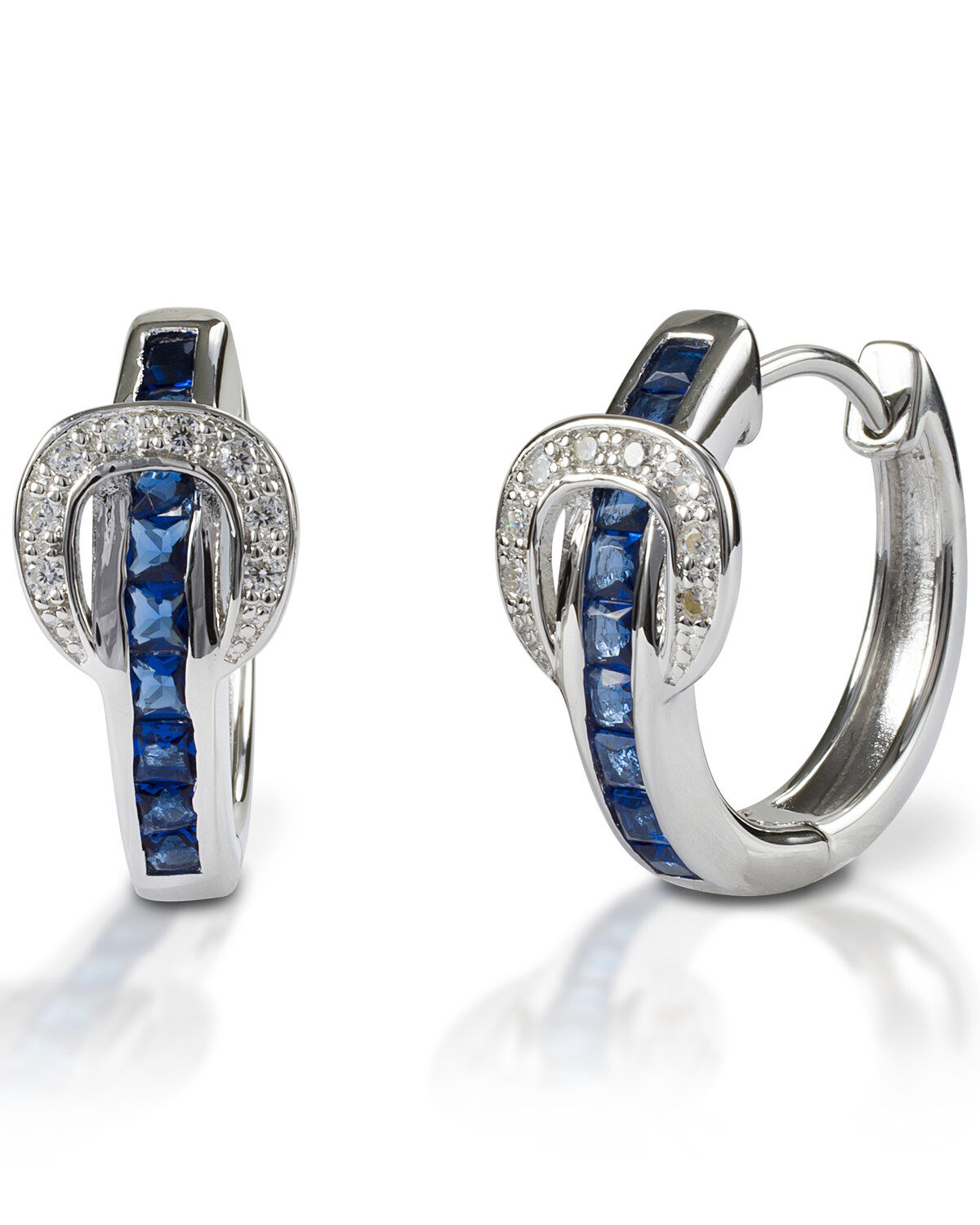 Women's Kelly Herd Blue Contemporary Buckle Hoop Earrings