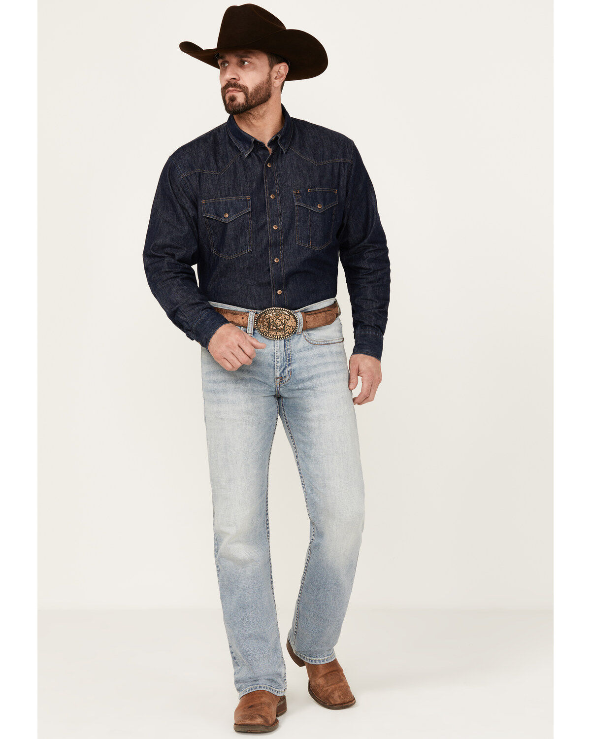 Men's Cody James Light Wash Sawbuck Slim Straight Stretch Denim Jeans