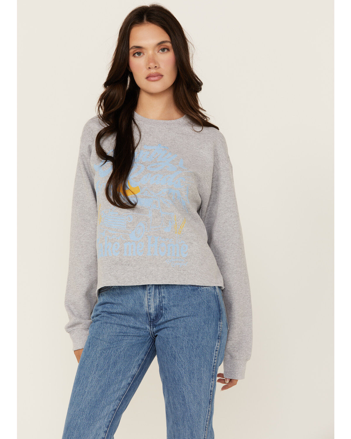 Women's Bohemian Cowgirl Country Road Cropped Sweatshirt