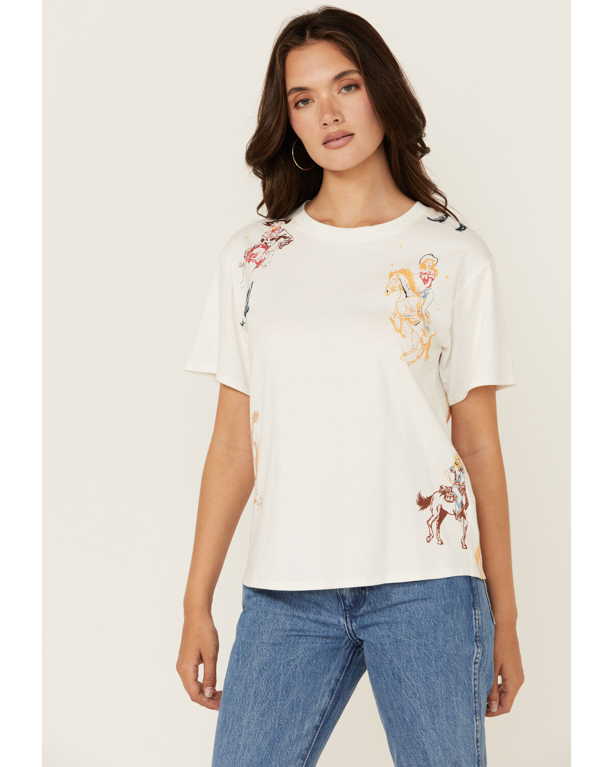 Women's Blue B Western Motif Short Sleeve Graphic Tee