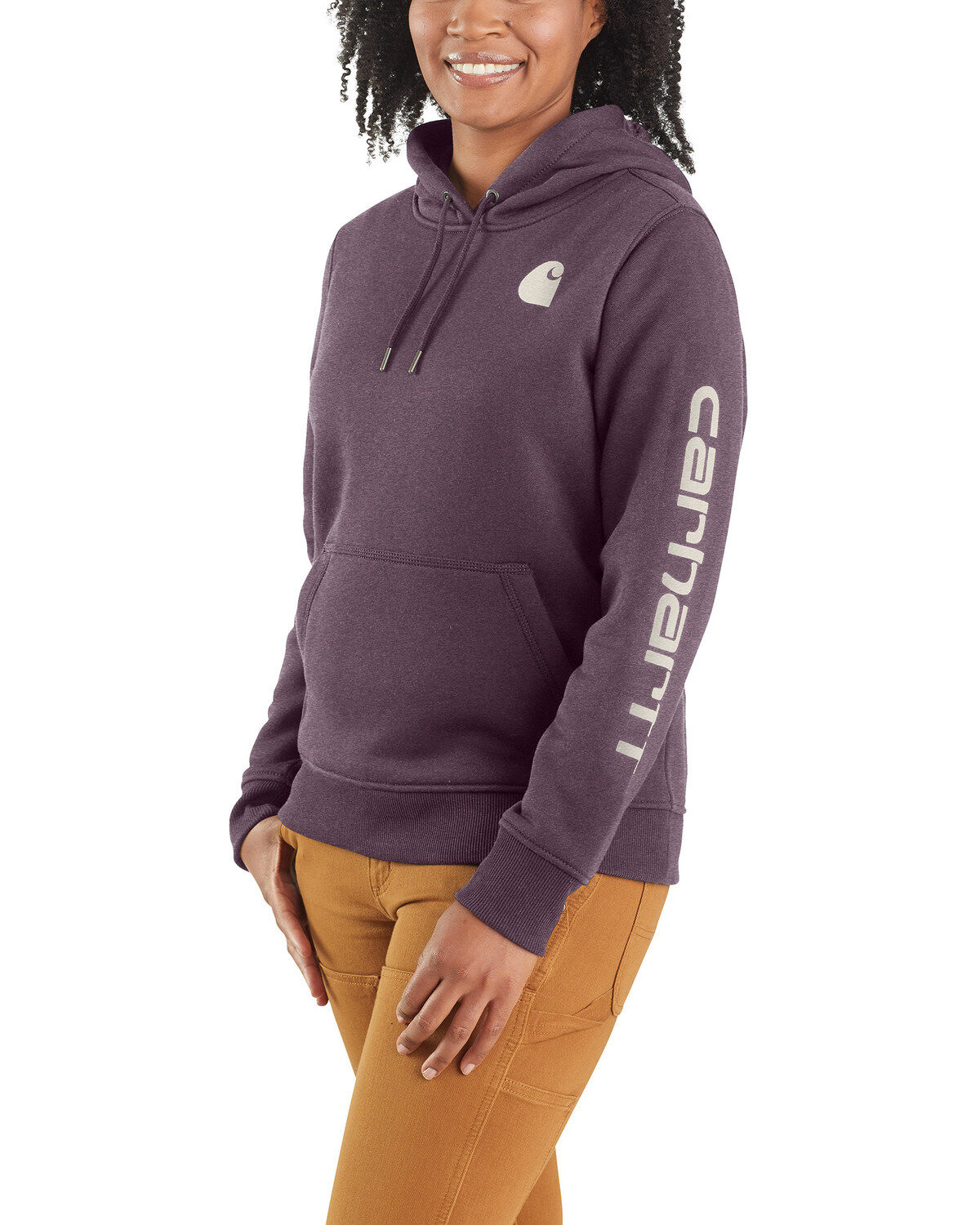 Women's Carhartt Relaxed Fit Heather Logo Sleeve Graphic Work Hoodie