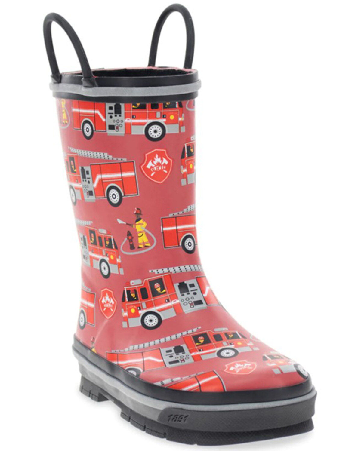 Boys' Western Chief Fire Truck Tread Rain Boots - Round Toe