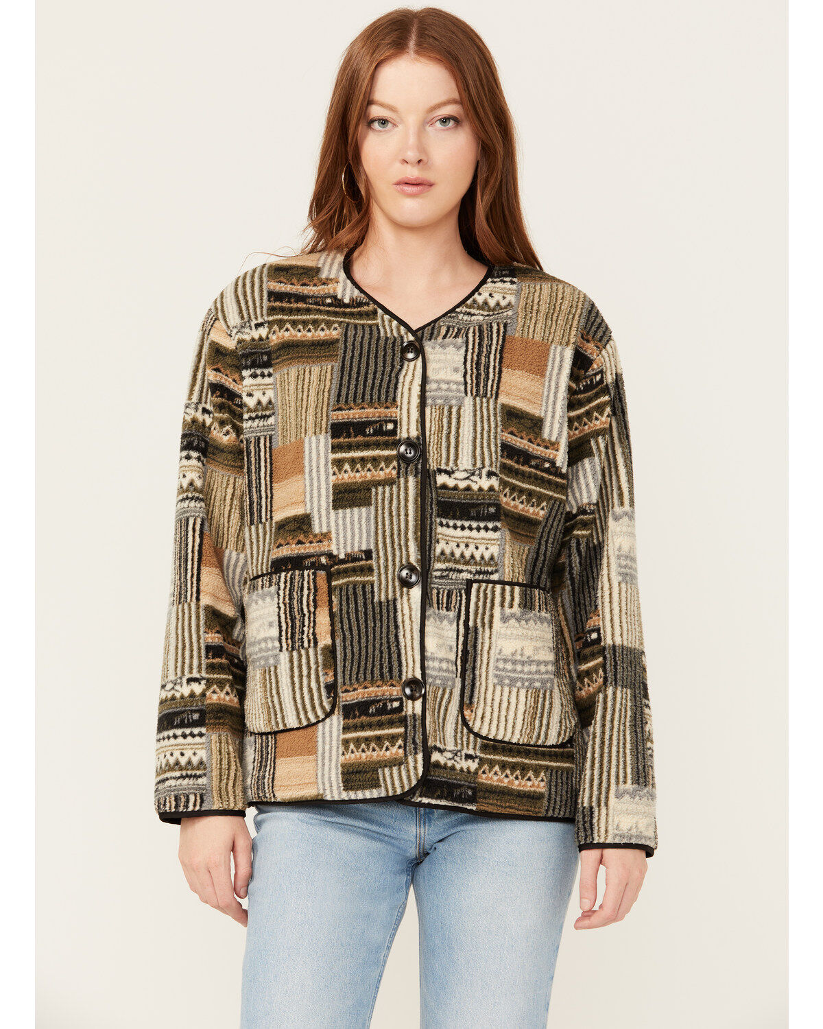 Women's Miss Me Multi Striped Print Button-Down Jacket