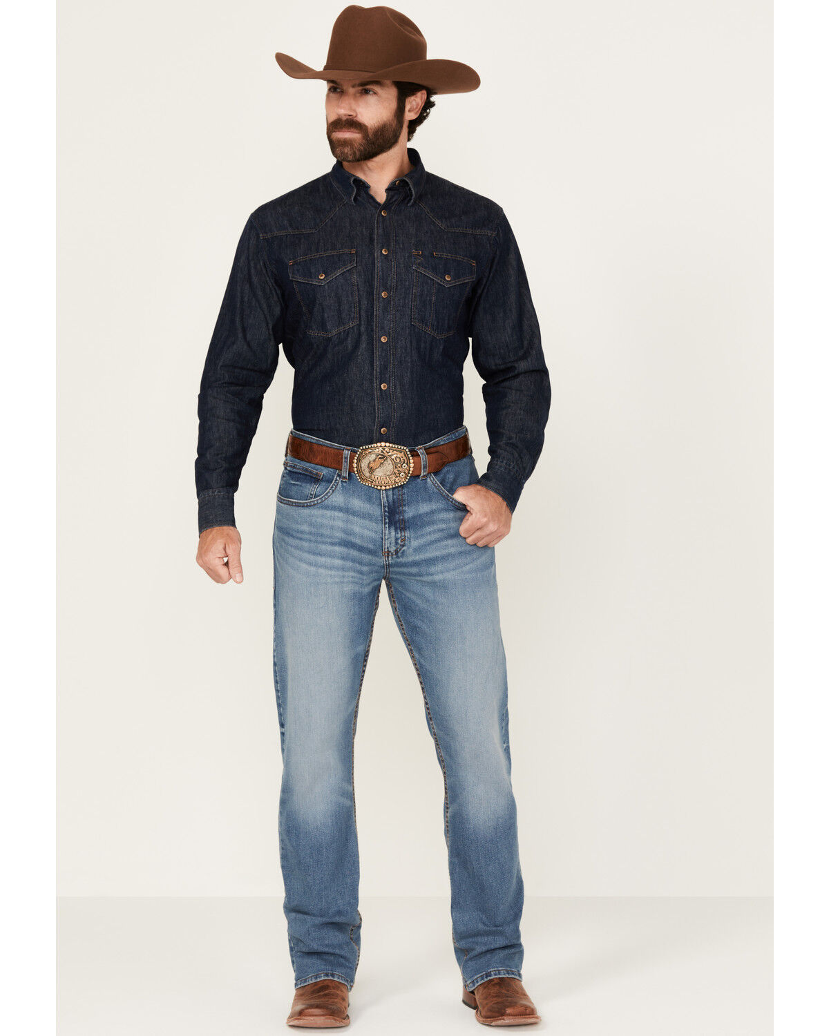 Men's Wrangler 20X Wright Medium Wash Slim Bootcut Stretch Denim Jeans