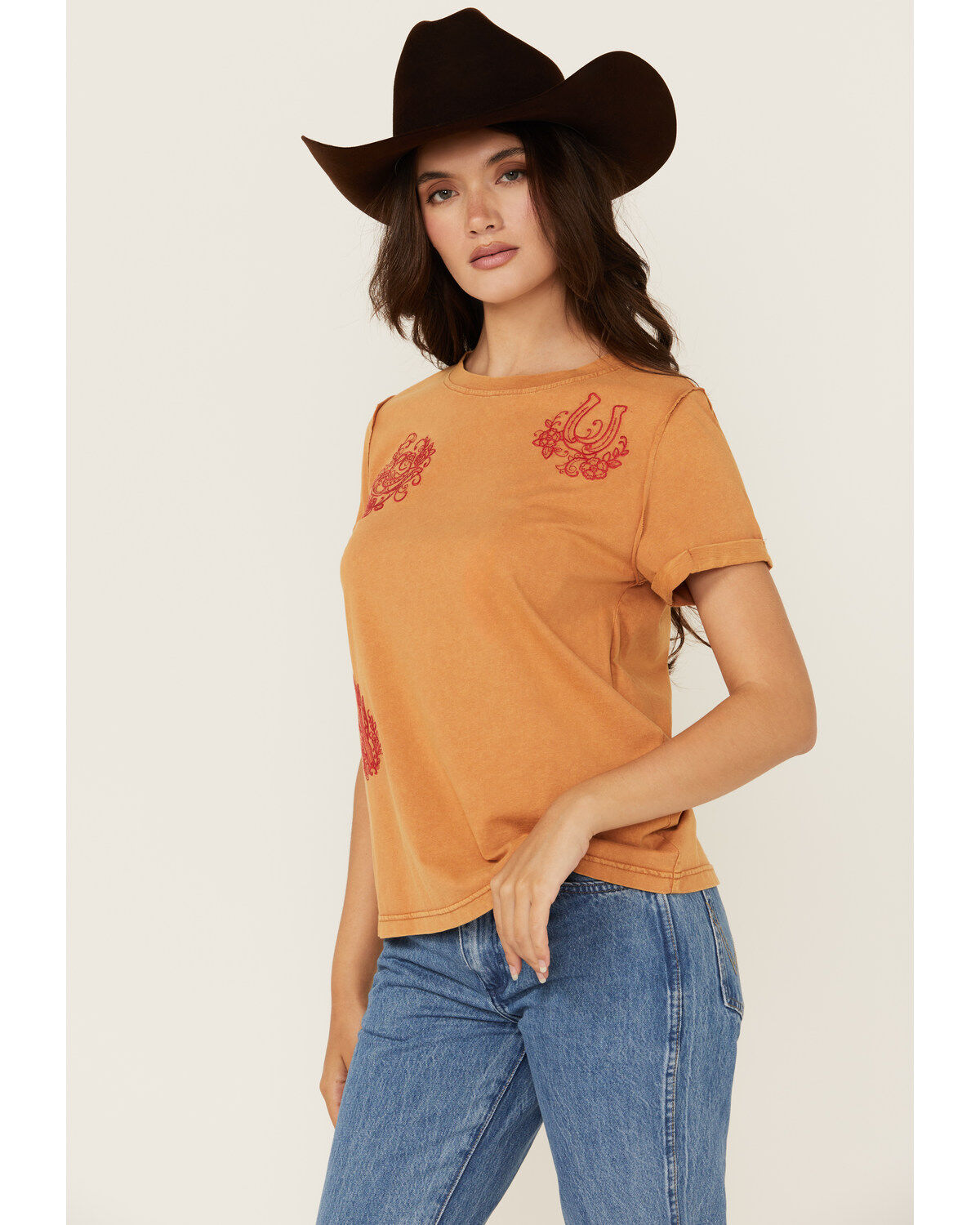 Women's Blue B Western Motif Short Sleeve Graphic Tee
