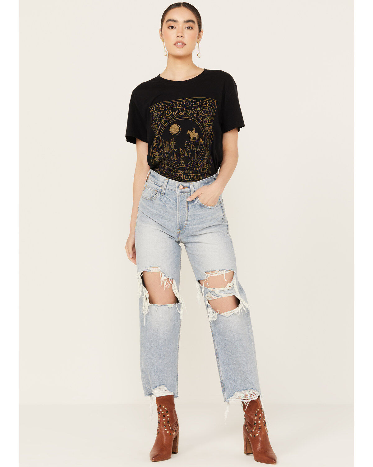 Women's Ariat Light Wash High Rise Tomboy Straight Jeans