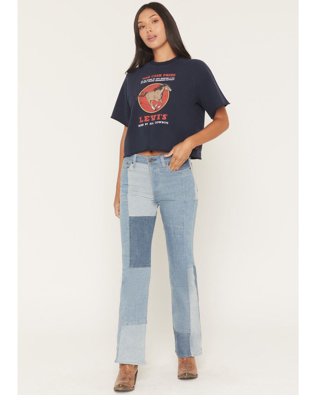 Women's Levi's Patchwork High Rise Wedgie Bootcut Stretch Denim Jeans