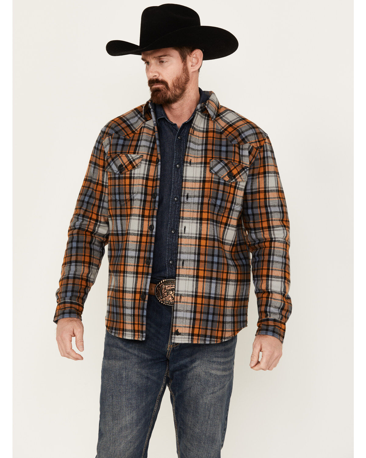 Men's Cody James Plaid Long Sleeve Button-Down Shirt Jacket